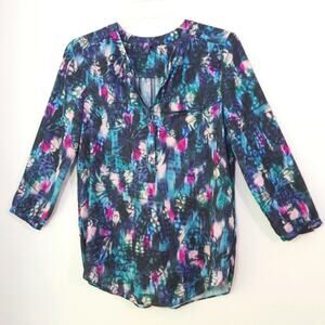 NYDJ butterfly print 1/2 button tunic top XS